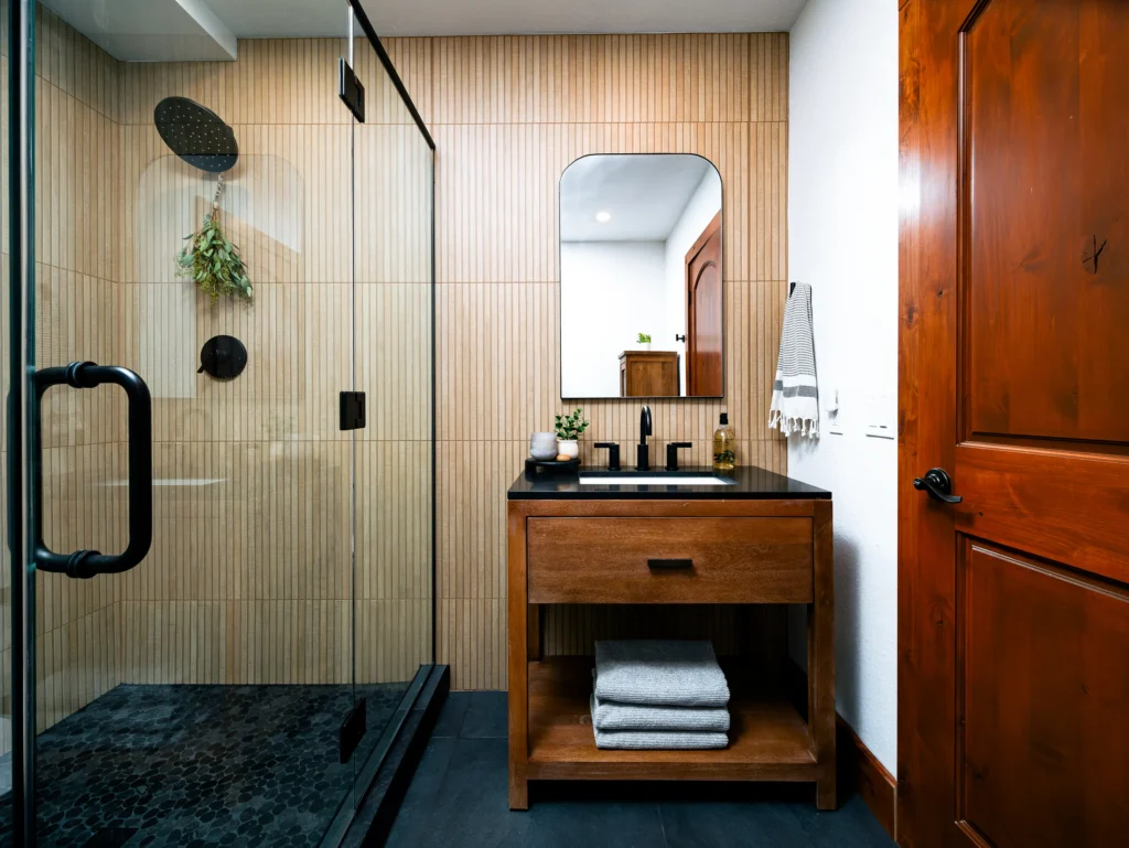 Pullman Full Home Renovation - Elegant Wood Paneled Bathroom